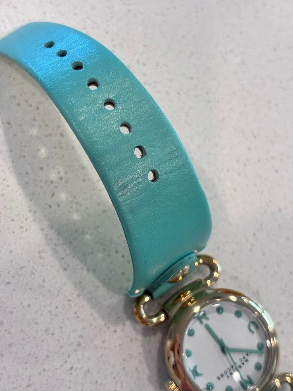 Marc Jacobs Turquoise Leather Strap Watch